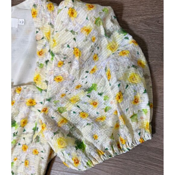 ASTR The Label Yellow Floral Puff Sleeve Midi Dress XL – Cottagecore, Romantic, - Picture 5 of 9